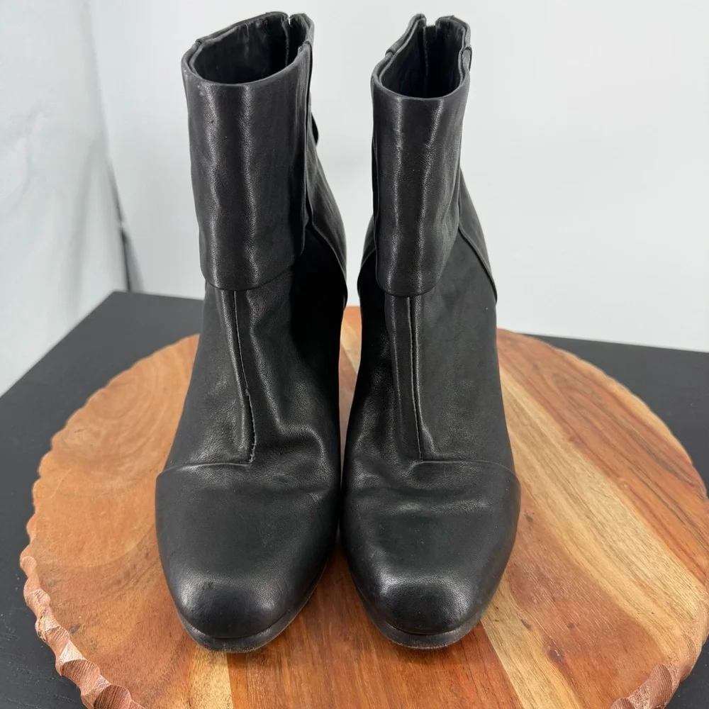 Rag & Bone Newbury Womens Boots Black Leather Heeled Ankle‎ Booties 37.5 7.5